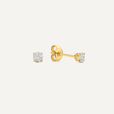 14 Karat Gold with Diamond Four Prong Diamond Studs (0.30 ct) - 1