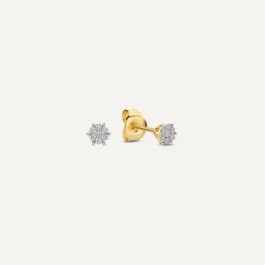 14 Karat Gold with Diamonds Six Prong Diamond Cluster Studs (0.10 ct) - 1