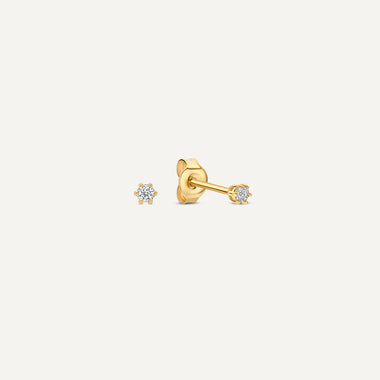 14 Karat Gold with Diamond Six Prong Diamond Studs (0.05 ct) - 1