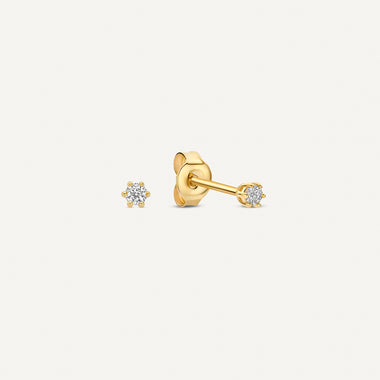 Or jaune 14 carats (585/1000) avec diamant Clous Diamant à Six Griffes (0.05 ct) - 1