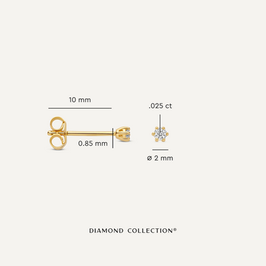 14 Karat Gold with Diamond Six Prong Diamond Studs (0.05 ct) - 4