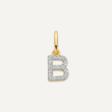 14 Karat Gold with Diamonds Pavé Diamond Initial Letter Charm - 1