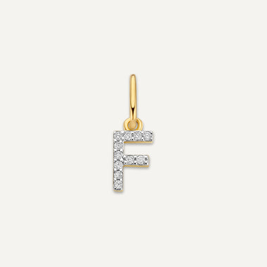 14 Karat Guld med Diamanter Pavé Diamant Initialbogstav Vedhæng - 1