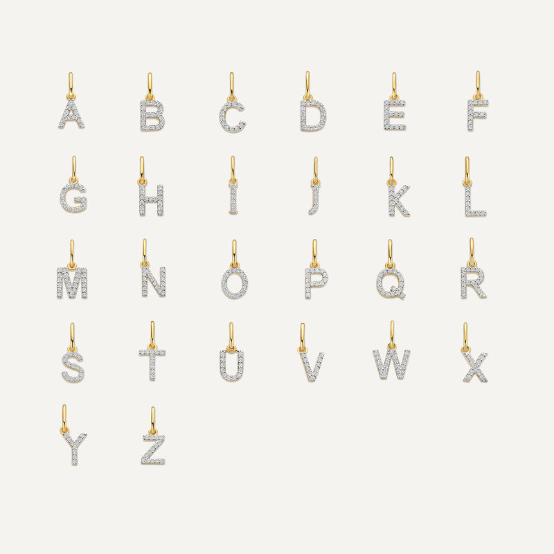 Pavé Diamond Initial Letter Charm