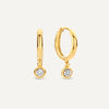 Bezel Set Diamond Charm Hoop Earrings (0.03 ct)