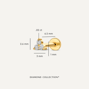 Or 14 Carats avec Diamants Piercing Mini Lotus Diamant (0.02 ct) - 6