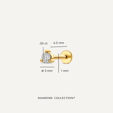 14 Karat Gold with Diamond Three Prong Diamond Piercing (0.05 ct) - 5
