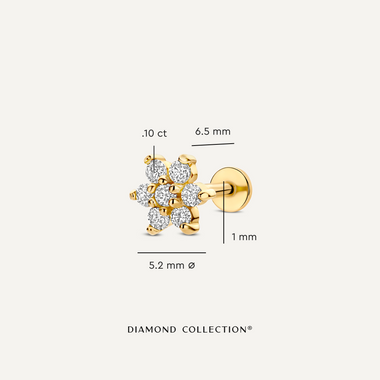 14 Karat Gold with Diamonds Diamond Flower Piercing (0.10 ct) - 5