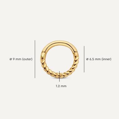 14 Karat Gold Twisted Cartilage Hoop Piercing (9mm) - 6