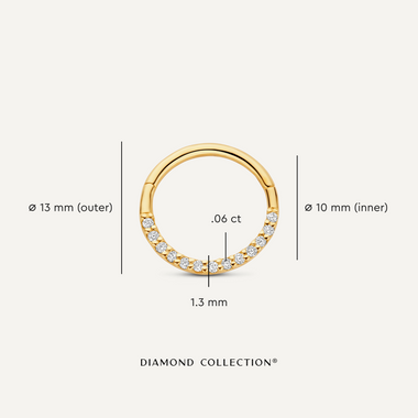 14 Karaat Goud met Diamanten Pavé Diamant Daith Hoop Piercing (13mm) (0.06 ct) - 6