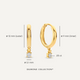 Four Prong Diamond Charm Hoop Earrings (0.10 ct)