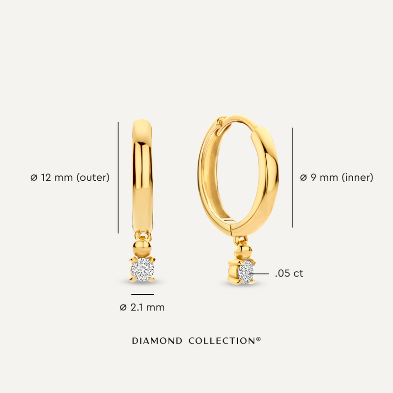 Four Prong Diamond Charm Hoop Earrings (0.10 ct)