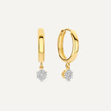 Six Prong Diamond Cluster Charm Hoop Earrings (0.10 ct)