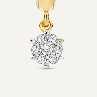 14 Karat Gold with Diamonds Six Prong Diamond Cluster Charm Hoop Earrings (0.10 ct) - 5