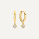 Bezel Set Diamond Charm Hoop Earrings (0.03 ct)