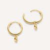 14 Karat Gold with Diamond Bezel Set Diamond Charm Hoop Earrings (0.03 ct) - 4