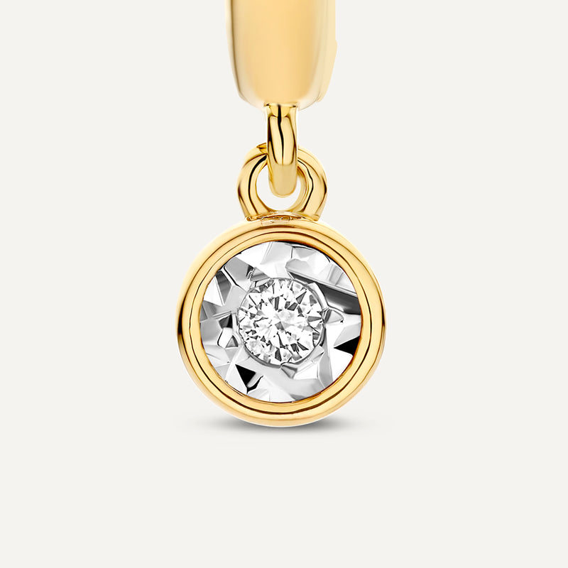 Bezel Set Diamond Charm Hoop Earrings (0.03 ct)