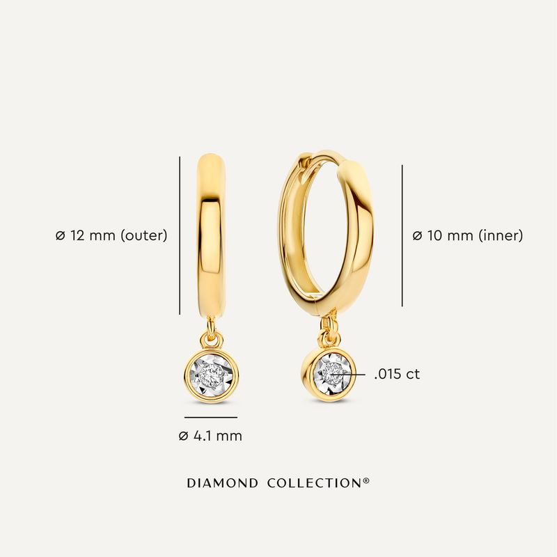 Bezel Set Diamond Charm Hoop Earrings (0.03 ct)