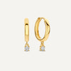 14 Karat Gold with Diamond Four Prong Diamond Charm Hoop Earrings (0.10 ct) - 1