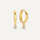 Four Prong Diamond Charm Hoop Earrings (0.10 ct)