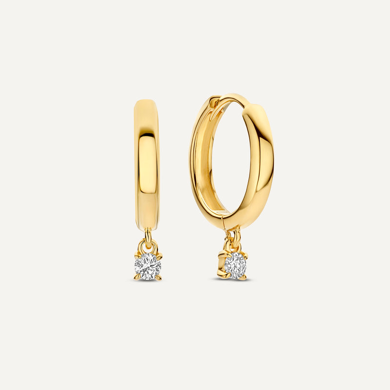 Four Prong Diamond Charm Hoop Earrings (0.10 ct)