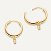 14 Karat Gold with Diamond Four Prong Diamond Charm Hoop Earrings (0.10 ct) - 4
