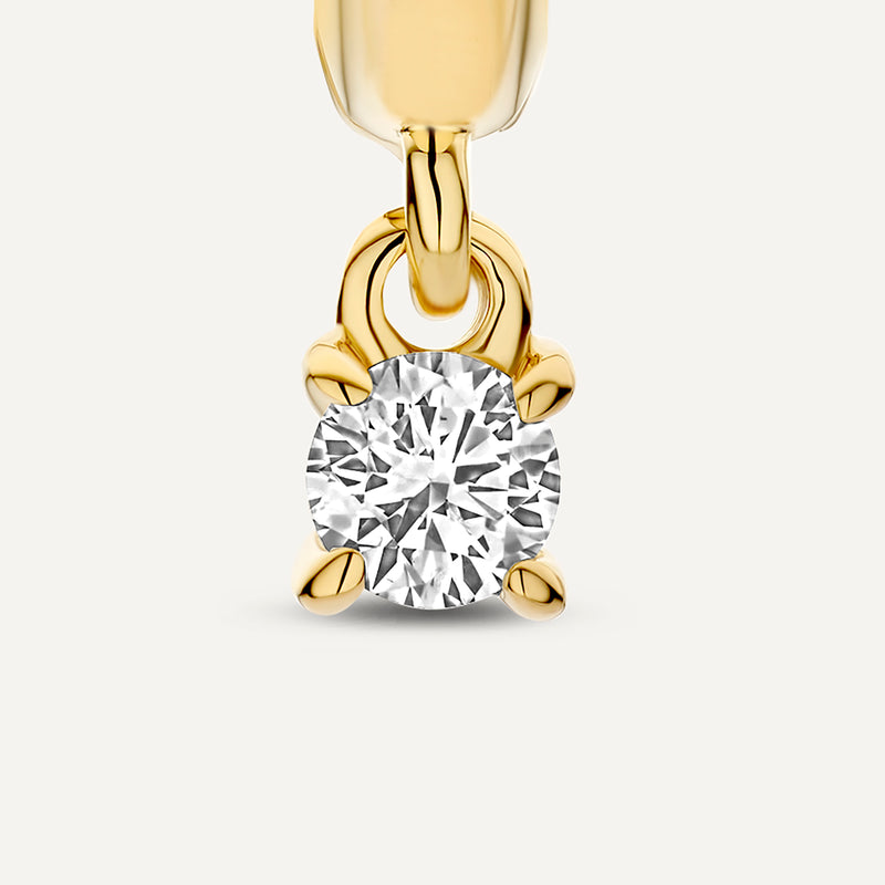 Four Prong Diamond Charm Hoop Earrings (0.10 ct)