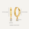 14 Karat Gold with Diamond Four Prong Diamond Charm Hoop Earrings (0.10 ct) - 7