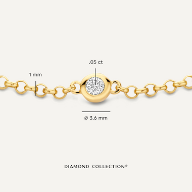 14 Karaat Goud met Diamant Brede Bezel Set Diamant Armband (0.05 ct) - 7