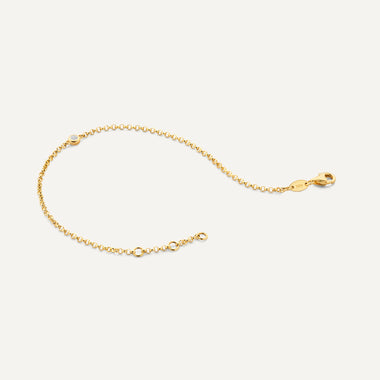 14 Karaat Goud met Diamant Brede Bezel Set Diamant Armband (0.05 ct) - 6