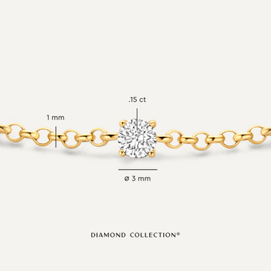 Or 14 Carats avec Diamant Bracelet Diamant (0.15 ct) - 7