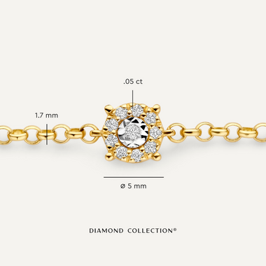 Or 14 Carats avec Diamants Bracelet Halo Four Prong Diamant (0.05 ct) - 7