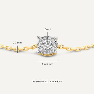 14 Karat Gold with Diamonds Four Prong Diamond Halo Bracelet (0.04 ct) - 6