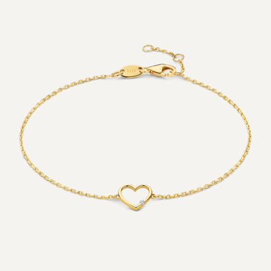 14 Karat Gold with Diamond Diamond Open Heart Bracelet (0.01 ct) - 1