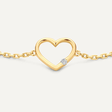 14 Karat Gold with Diamond Diamond Open Heart Bracelet (0.01 ct) - 3