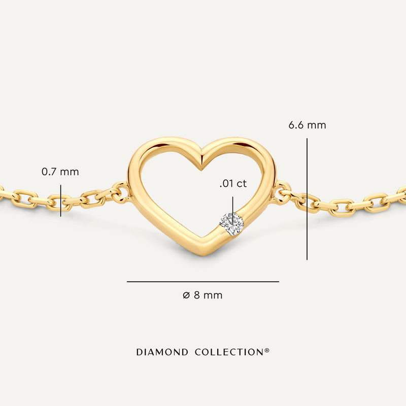 Pulsera de Corazón Abierto con Diamante (0.01 ct)