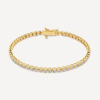 14 Karat Gold with Diamonds Bezel Set Diamond Tennis Bracelet (0.41 ct) - 1