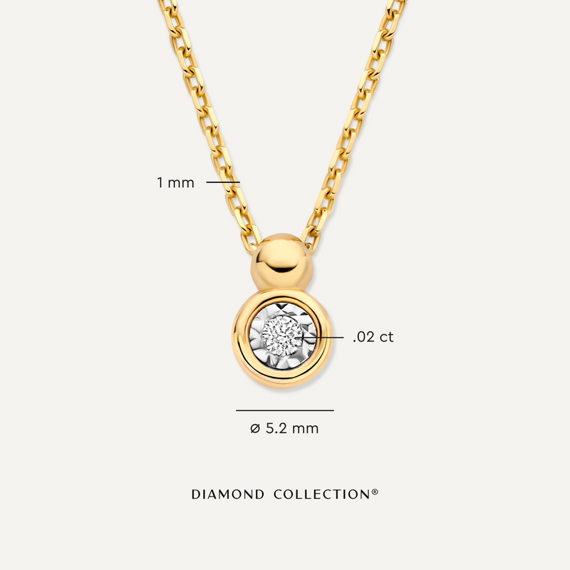 Bezel Set Diamant Linked Pendant Ketting (0.02 ct)