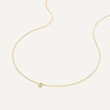 14 Karaat Goud met Diamant Bezel Set Diamant Linked Pendant Ketting (0.02 ct) - 6
