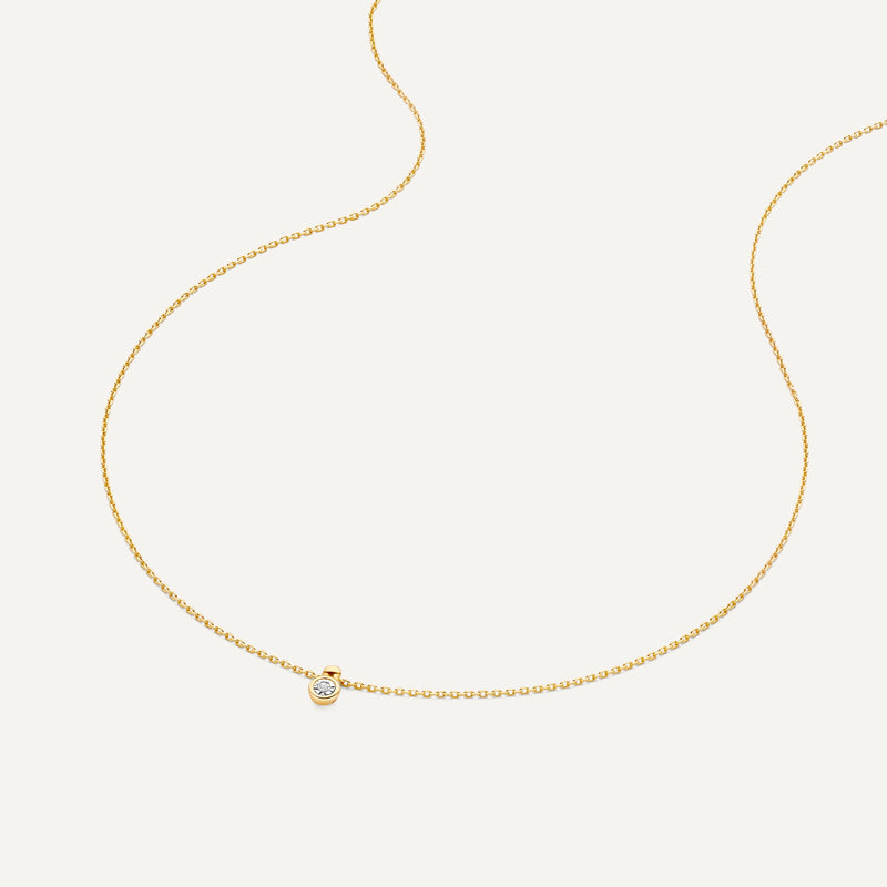 Bezel Set Diamant Linked Pendant Ketting (0.02 ct)