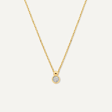 14 Karaat Goud met Diamant Bezel Set Diamant Linked Pendant Ketting (0.02 ct) - 1