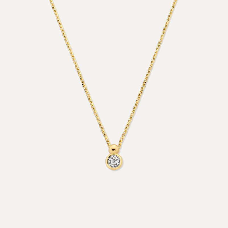 Bezel Set Diamant Linked Pendant Ketting (0.02 ct)