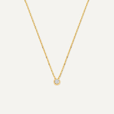 14 Karat Gold with Diamond Bold Bezel Set Diamond Pendant Necklace (0.05 ct) - 1