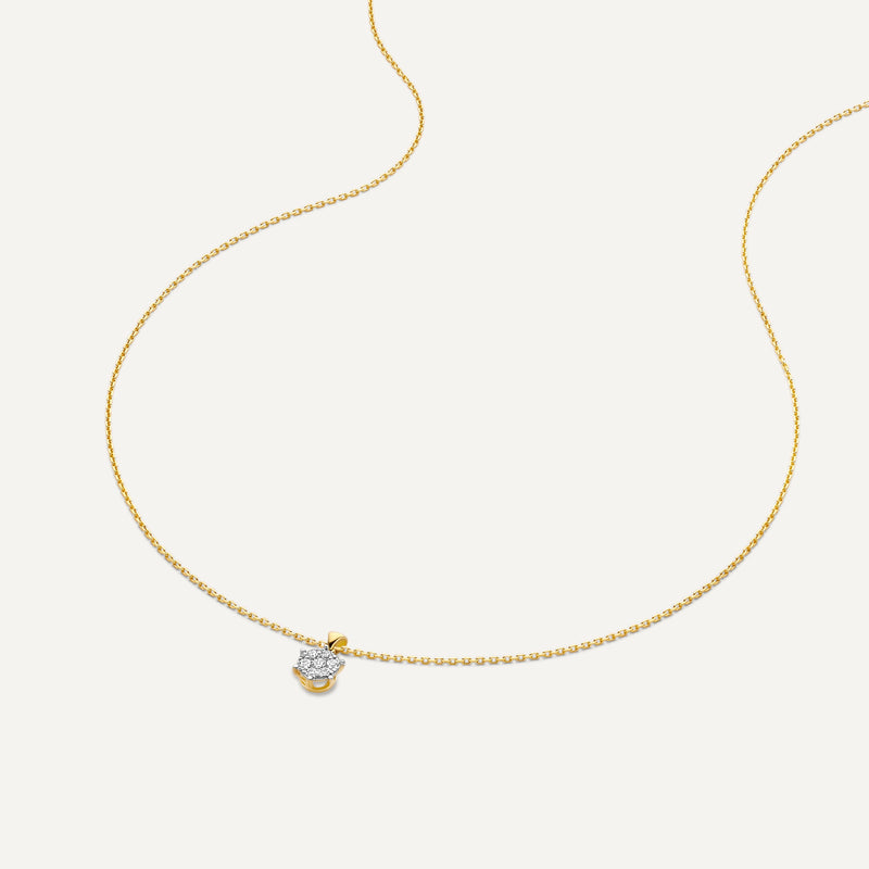 Six Prong Diamond Cluster Linked Pendant Necklace (0.10 ct)