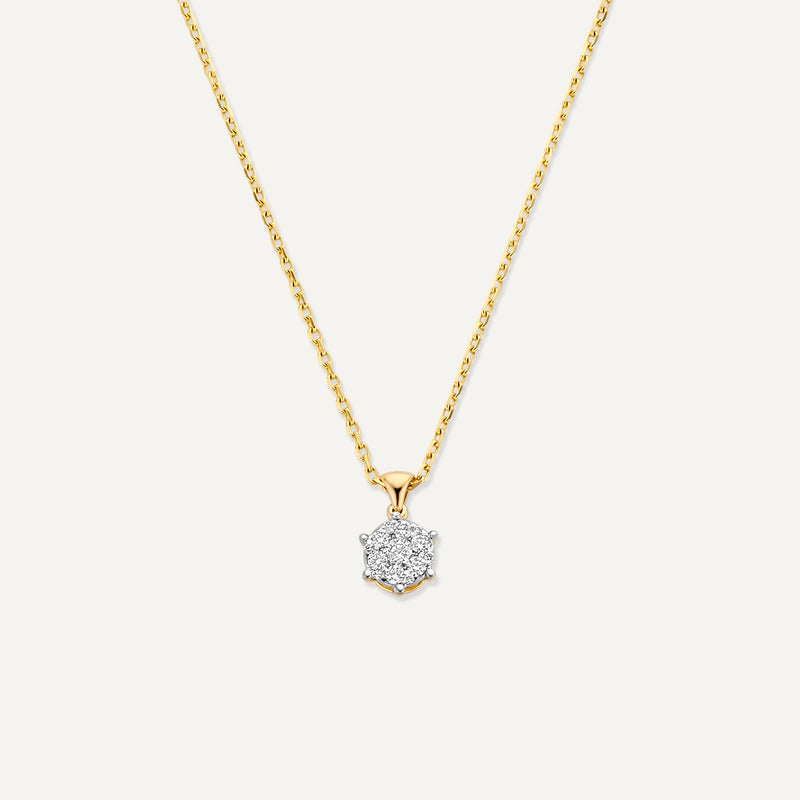 Six Prong Diamond Cluster Linked Pendant Necklace (0.10 ct)