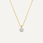Six Prong Diamond Cluster Linked Pendant Necklace (0.10 ct)
