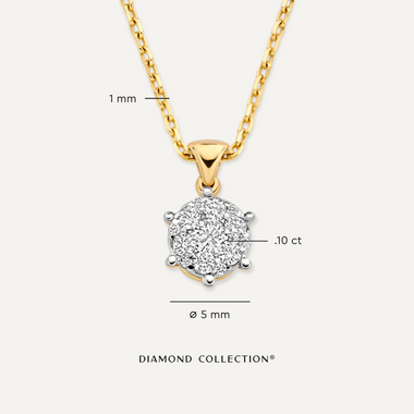 14 Karat Gold with Diamonds Six Prong Diamond Cluster Linked Pendant Necklace (0.10 ct) - 7
