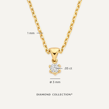 Or 14 Carats avec Diamant Collier Pendentif Six Prong Lié Diamant (0.05 ct) - 7