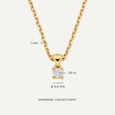 585er Gold mit Diamant Four Prong Diamant Linked Anhänger Halskette (0.05 ct) - 7