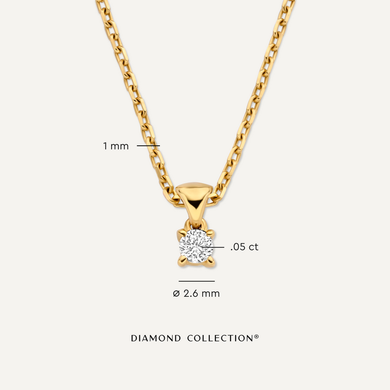 Four Prong Diamant Linked Anhänger Halskette (0.05 ct)